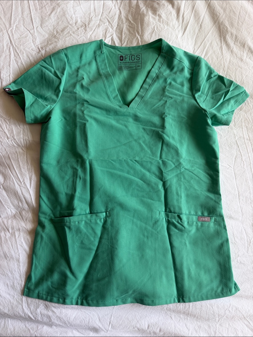 Figs Women's V-Neck Tunic Top in Surgical Green